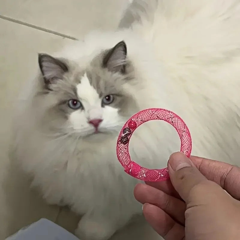 Jouet donut pour chat à grelot — tube flexible à ressort, sans pile – photo 4