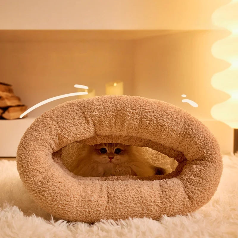 Sac de couchage pour chat en peluche — nid fermé pour l'hiver, M ou L – photo 5