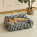 Lit canapé pour chat en peluche — panier douillet gris ou blanc – photo 7