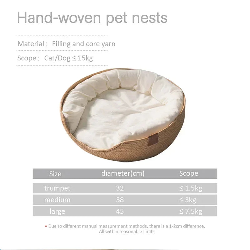 Panier pour chat en bambou tressé avec coussin — 3 tailles – photo 5