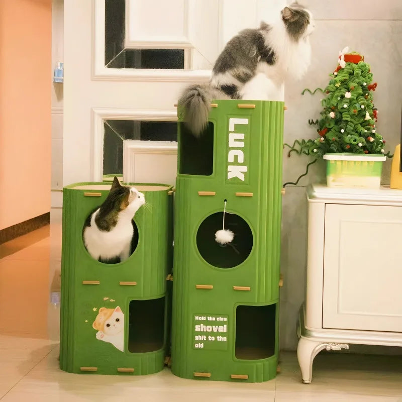 Niche pour chat multi-niveaux fermée — nid et espace de grimpe – photo 4