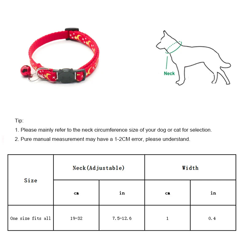 Collier pour chat étoiles et lune — boucle anti-étranglement, grelot – photo 5