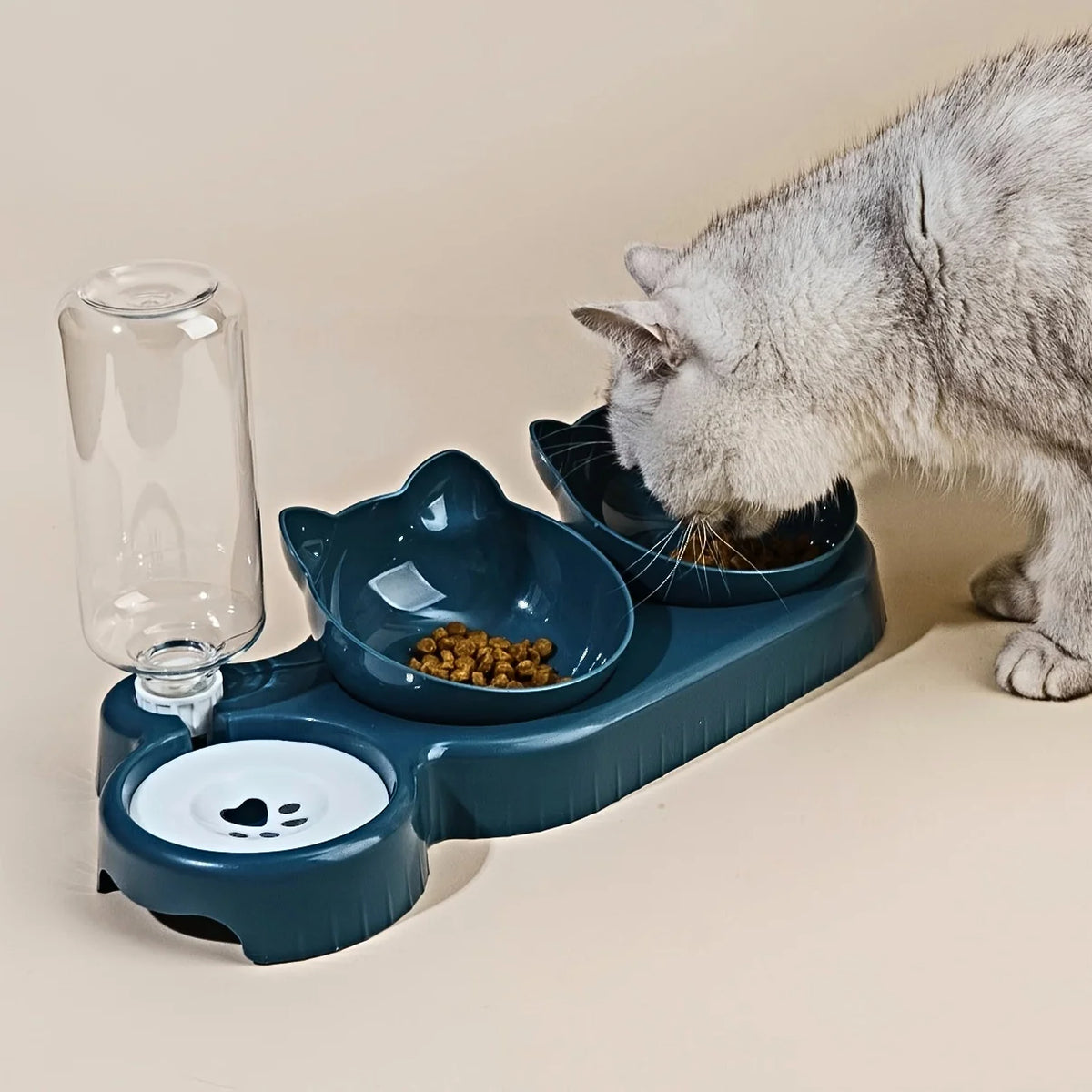 Gamelles inclinées pour chat avec distributeur d'eau — set 3 en 1 – photo 2