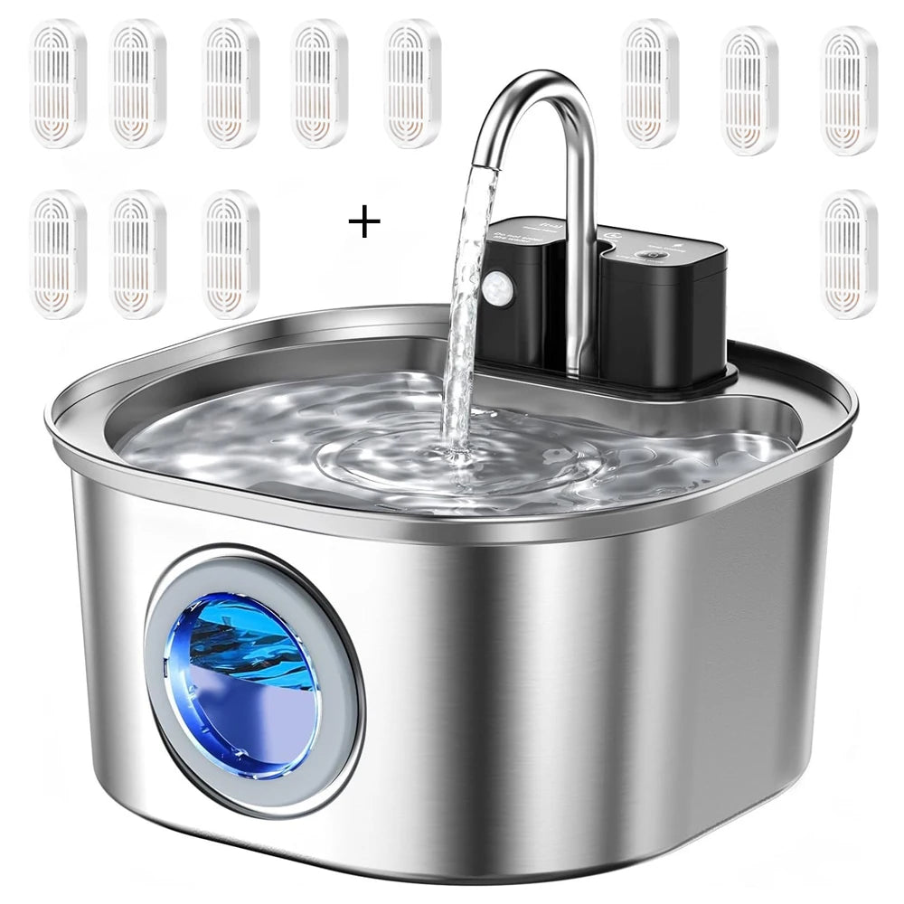 Fontaine à eau sans fil pour chat — inox, à capteur, 3 L – photo 7