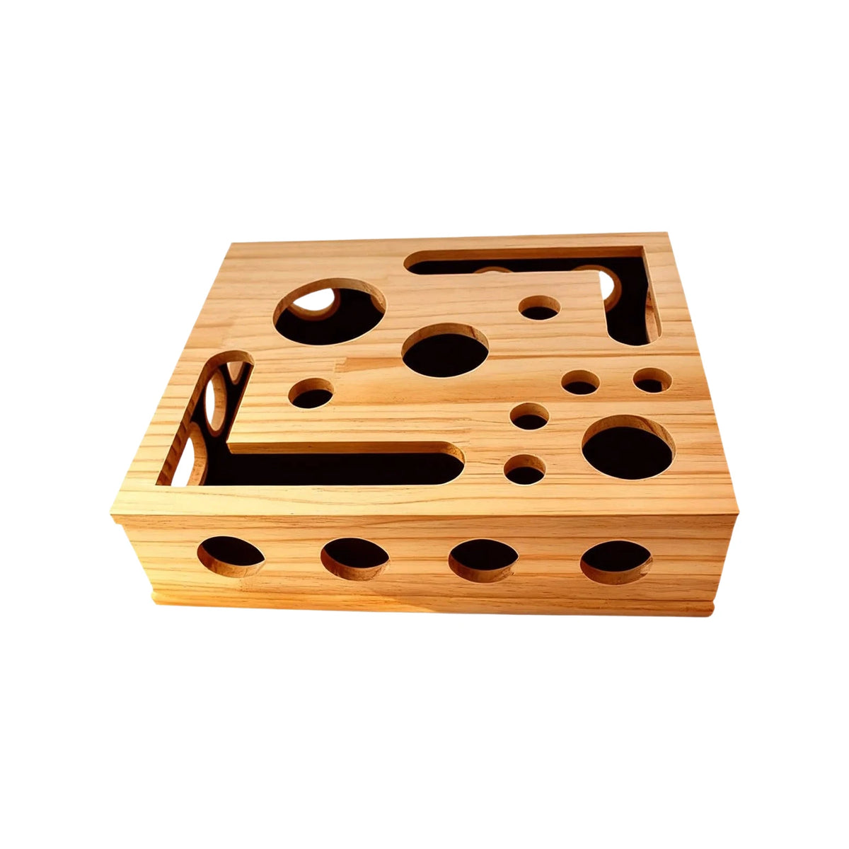 Labyrinthe à friandises pour chat en bois — jeu de fouille