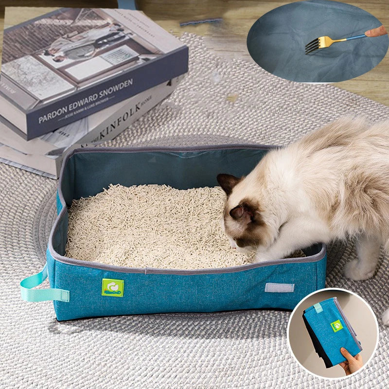 Bac à litière pour chat pliable semi-ouvert — tissu Oxford imperméable