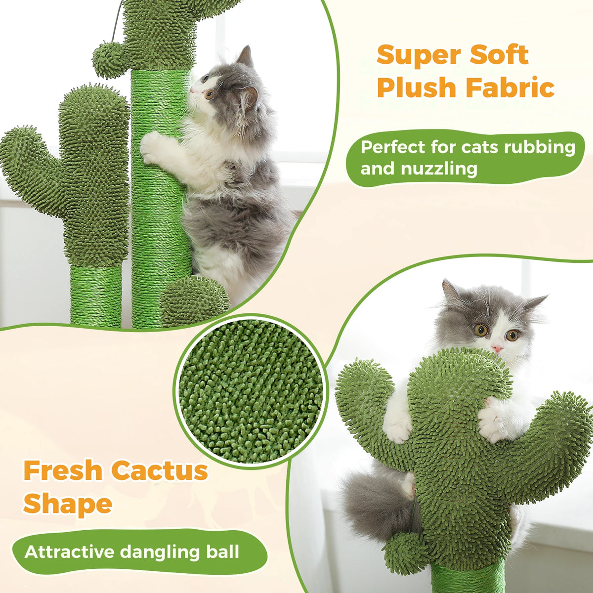 Griffoir cactus pour chat 83 cm — 3 poteaux en sisal et balle – photo 5