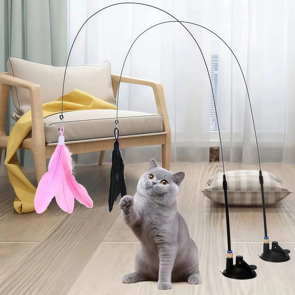 Canne à rubans arc-en-ciel pour chat — avec ou sans plumes – photo 5