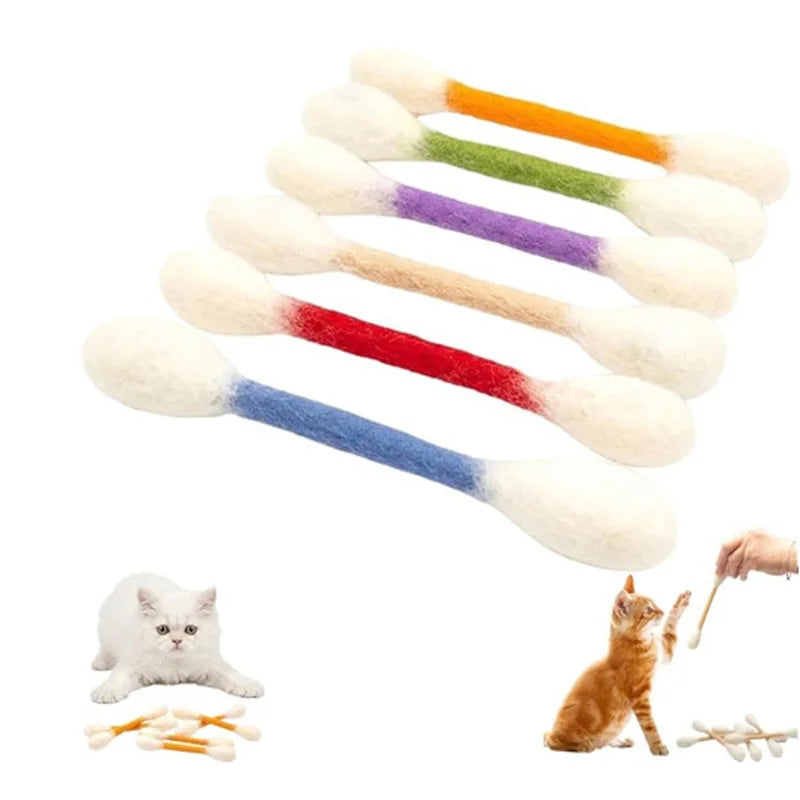 Jouet coton-tige pour chat à l'herbe à chat — feutre, lot de 6 – photo 6