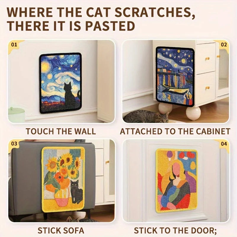 Griffoir mural en sisal pour chat — tableau décoratif, 5 motifs – photo 6
