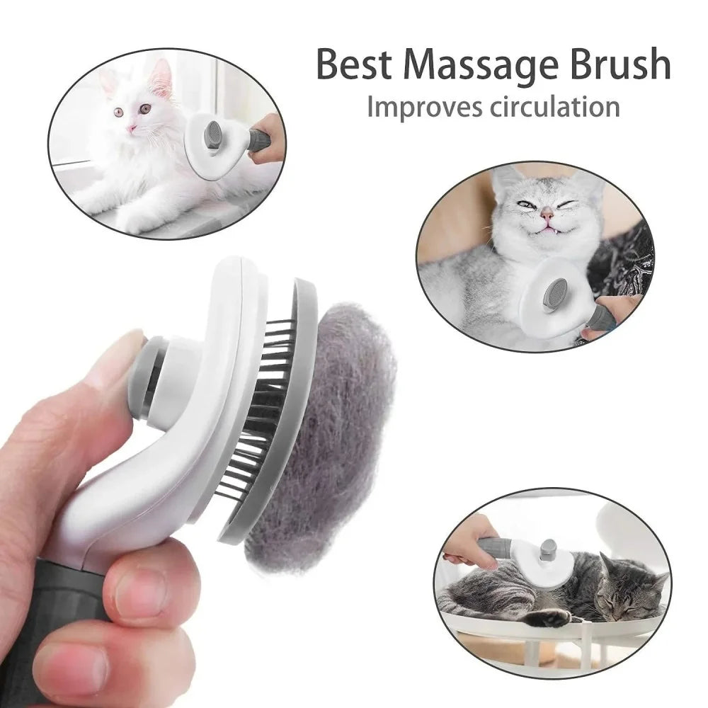 Brosse autonettoyante pour chat — carde anti-poils à bouton – photo 5