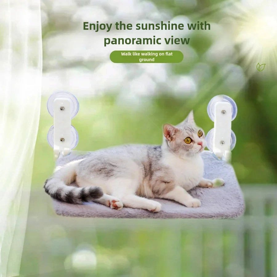 Hamac de fenêtre pour chat à ventouses — pliable, maille ou peluche – photo 4
