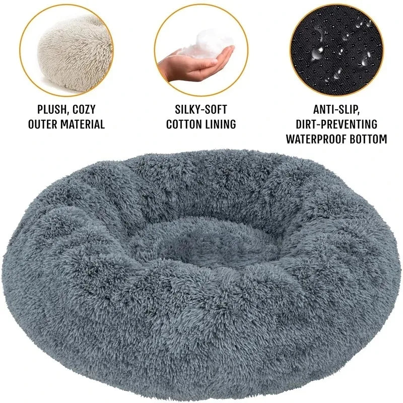 Lit rond pour chat en peluche — panier douillet lavable – photo 2