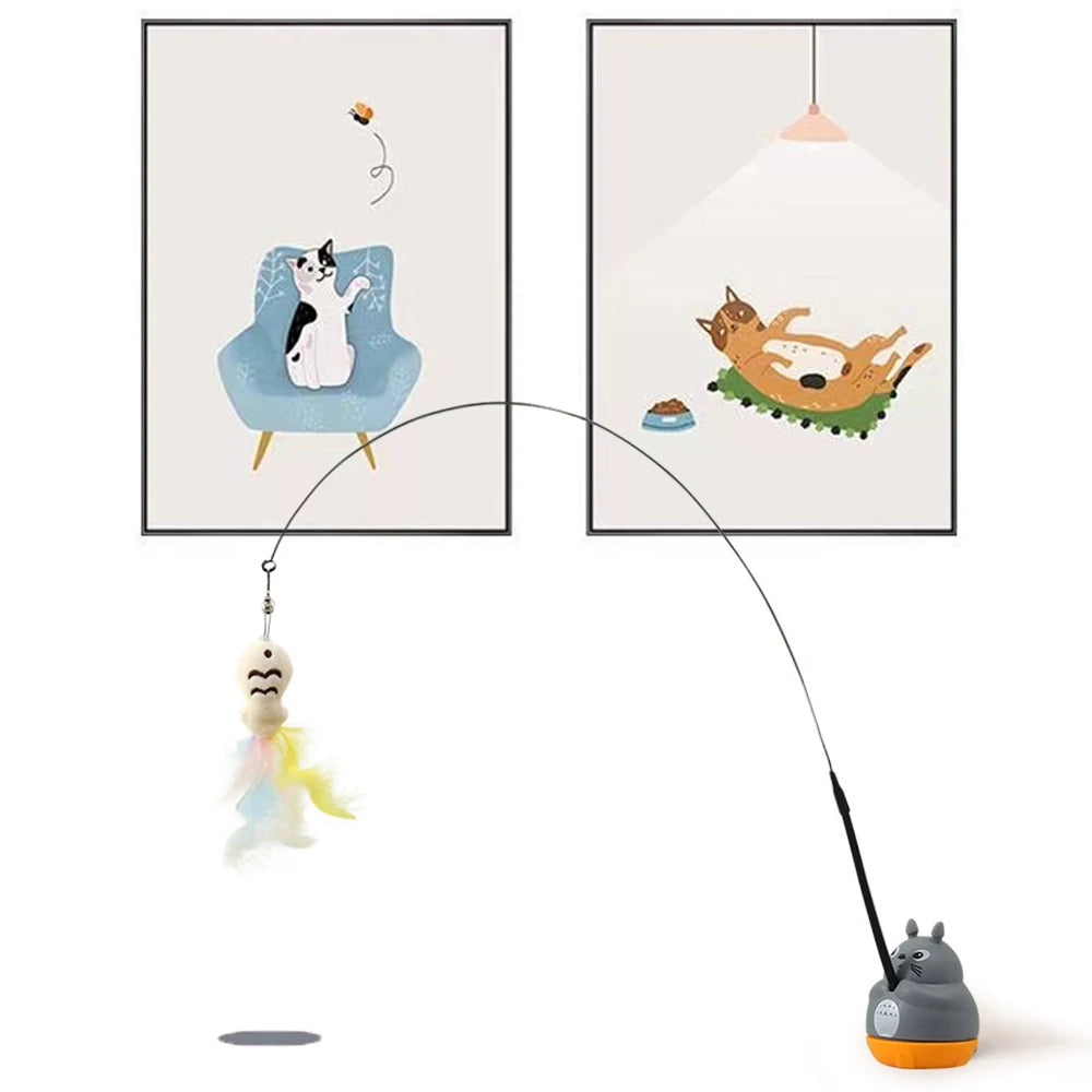Canne à plumes pour chat rotative 360° avec clochette – photo 2