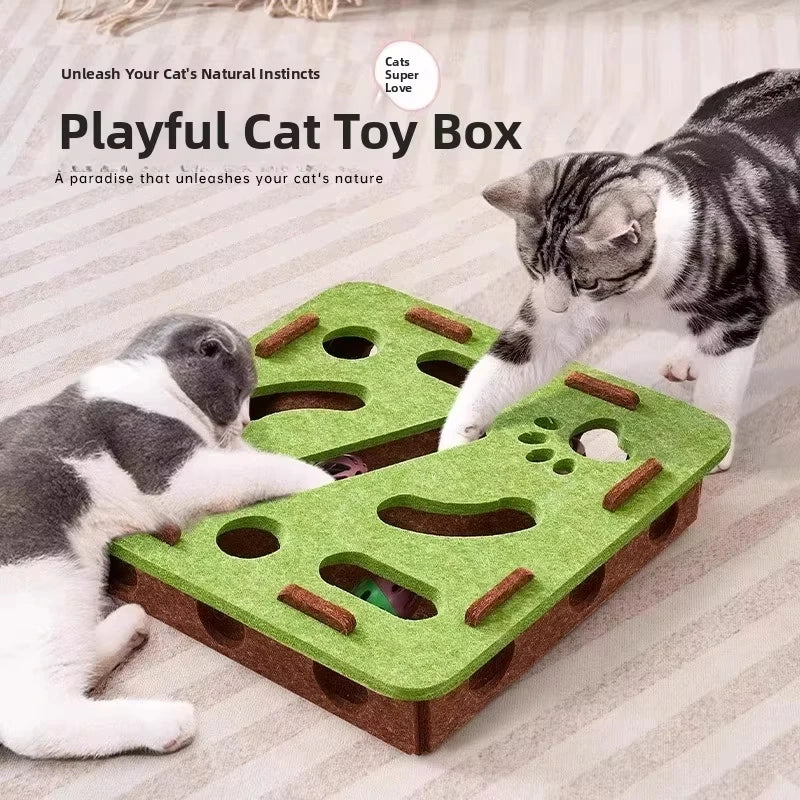 Jouet puzzle pour chat en feutre — boîte à balles d'activité