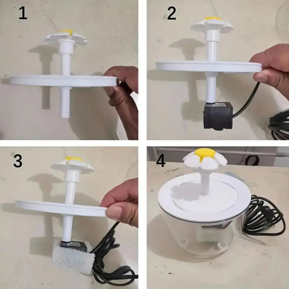 Fontaine à eau pour chat 1,2 L avec filtre — compacte, motif lotus – photo 4