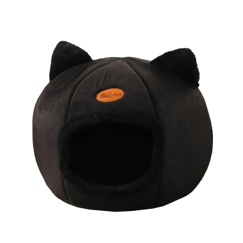 Lit grotte pour chat en coton — panier douillet fermé pour l'hiver – photo 7