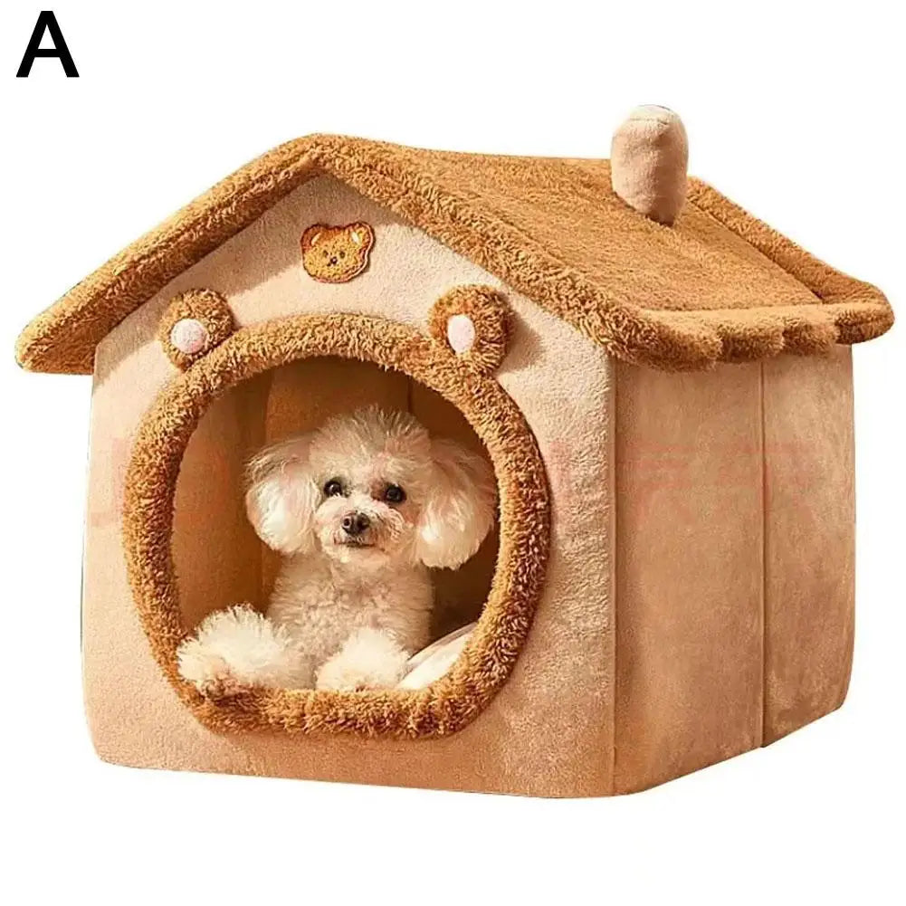 Maison pour chat en peluche ours ou lapin — niche épaisse lavable – photo 7