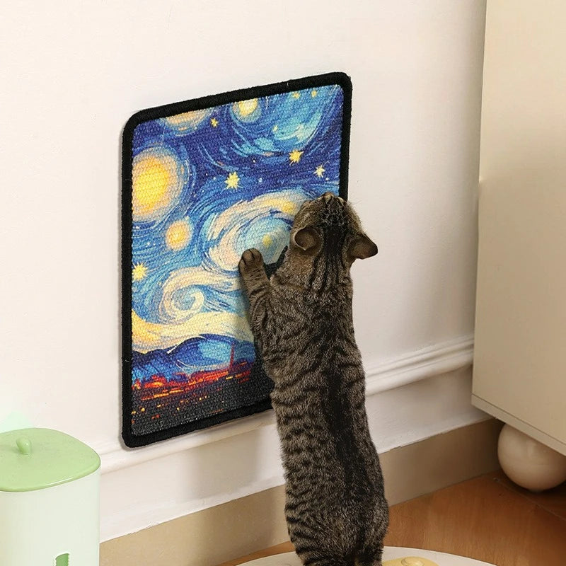 Griffoir mural pour chat en tissu — bords cousus, 9 motifs