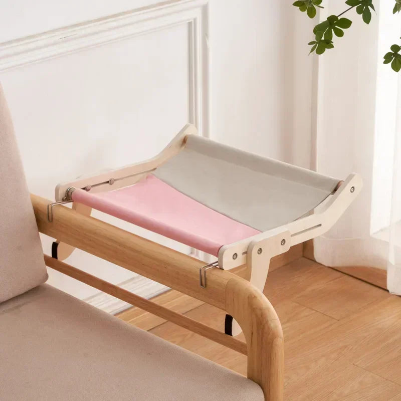 Hamac pour chat sur pied en bois — toile coton lavable, 6 coloris – photo 6