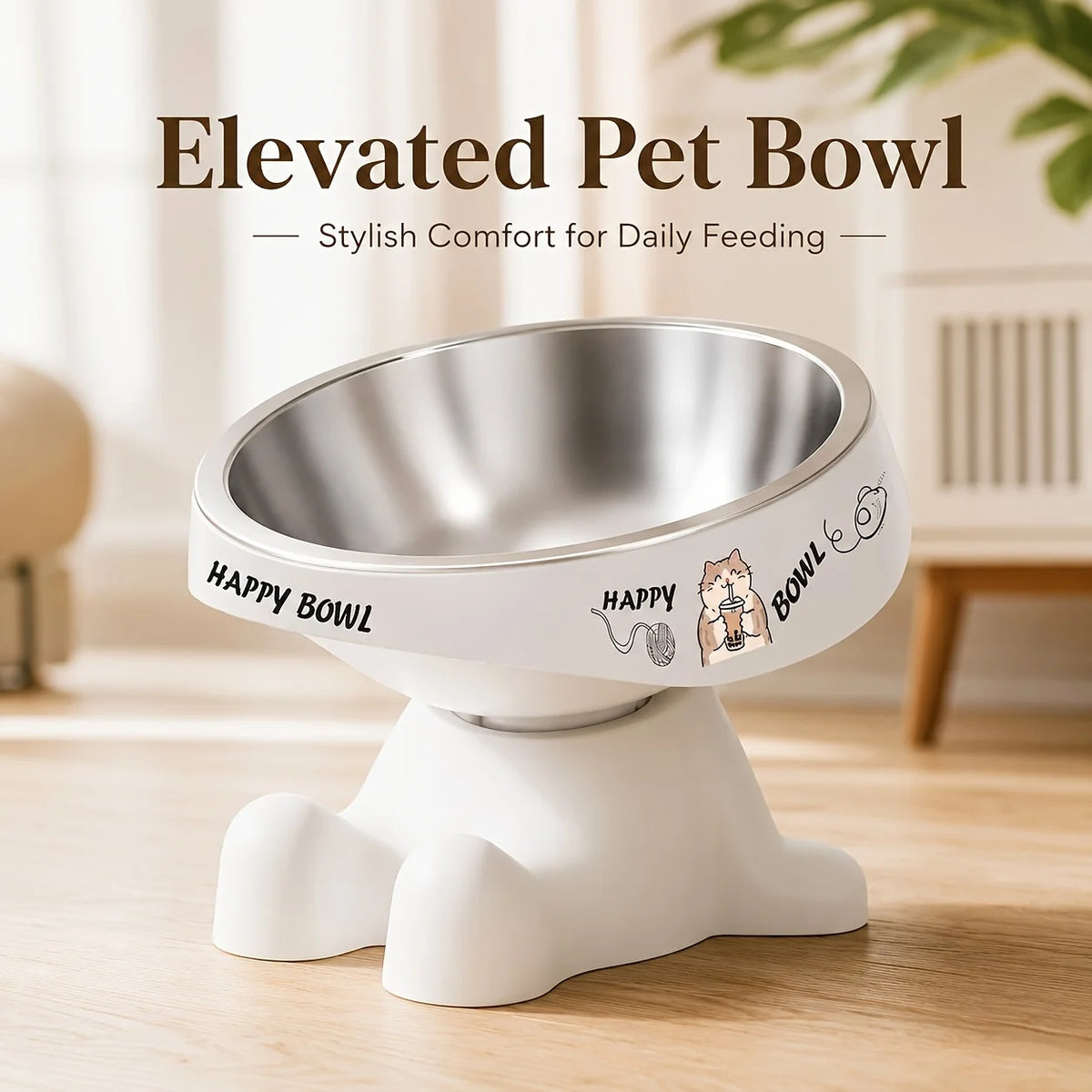 Gamelle surélevée pour chat à motifs — bol plastique ou inox – photo 5