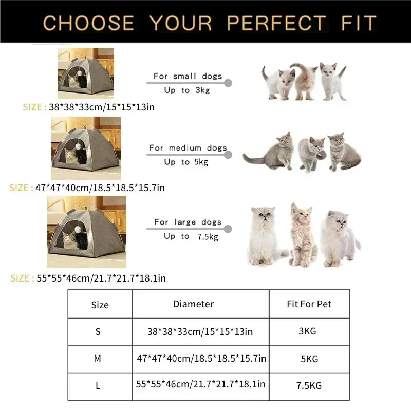 Lit tente pour chat en toile Oxford — semi-fermé, 3 tailles, 7 coloris – photo 6