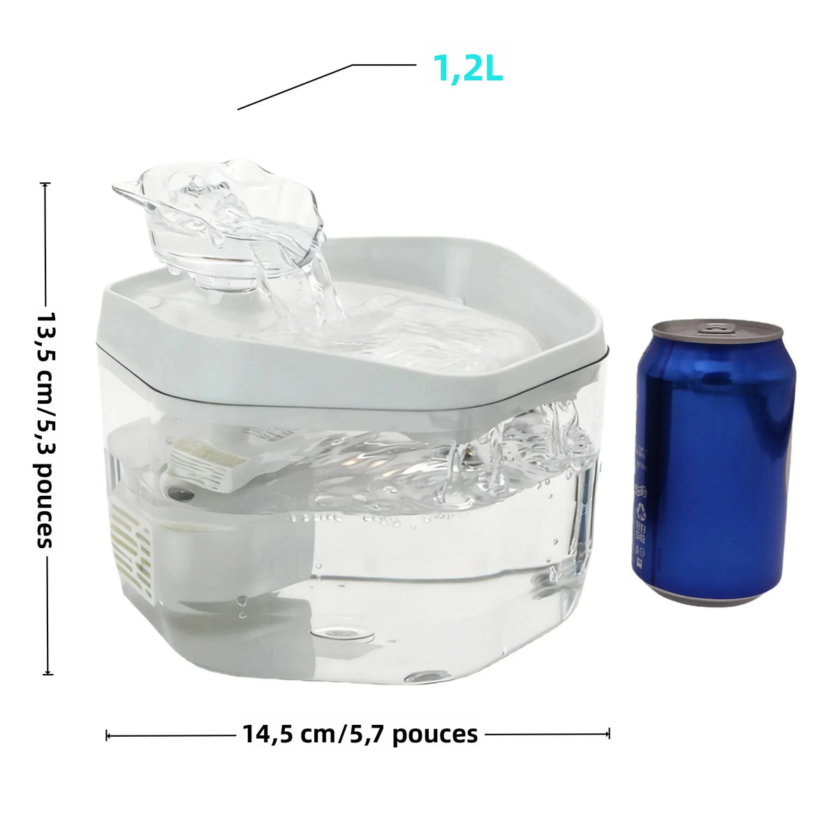 Fontaine à eau pour chat 1,2 L USB — gris, blanc ou bleu – photo 2