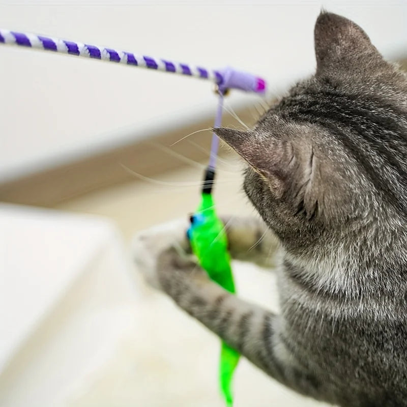 Canne chenille colorée pour chat à longue tige — unité ou lot de 3 – photo 5