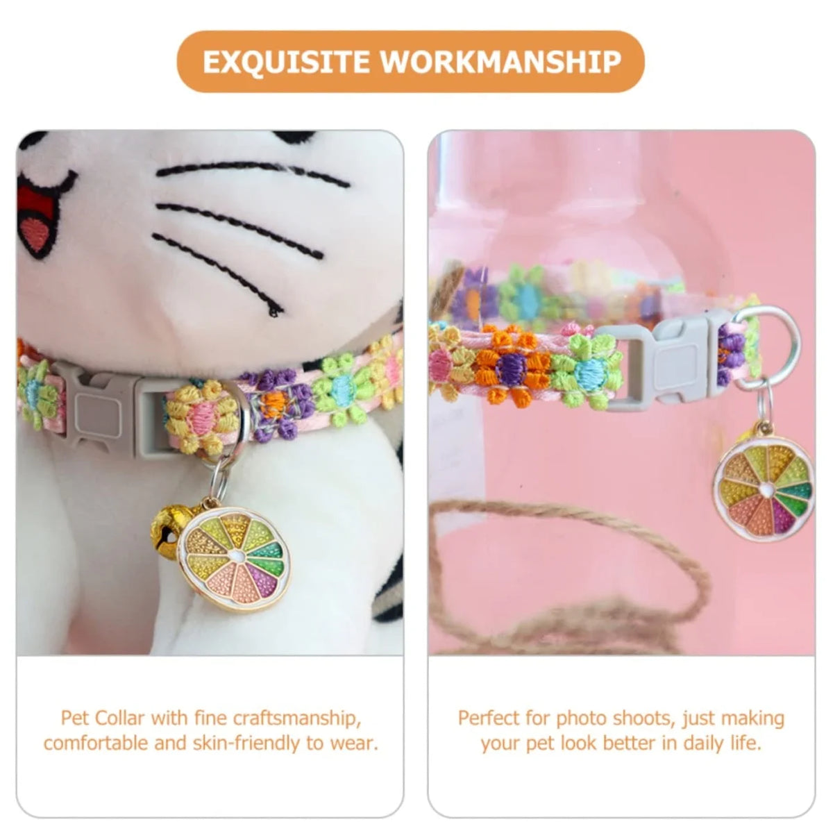 Collier pour chat avec clochette — réglable, motifs empreintes – photo 6