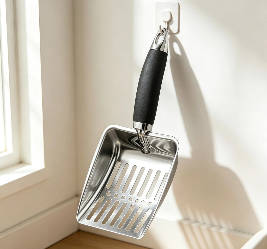 Pelle à litière pour chat en inox à long manche – photo 4