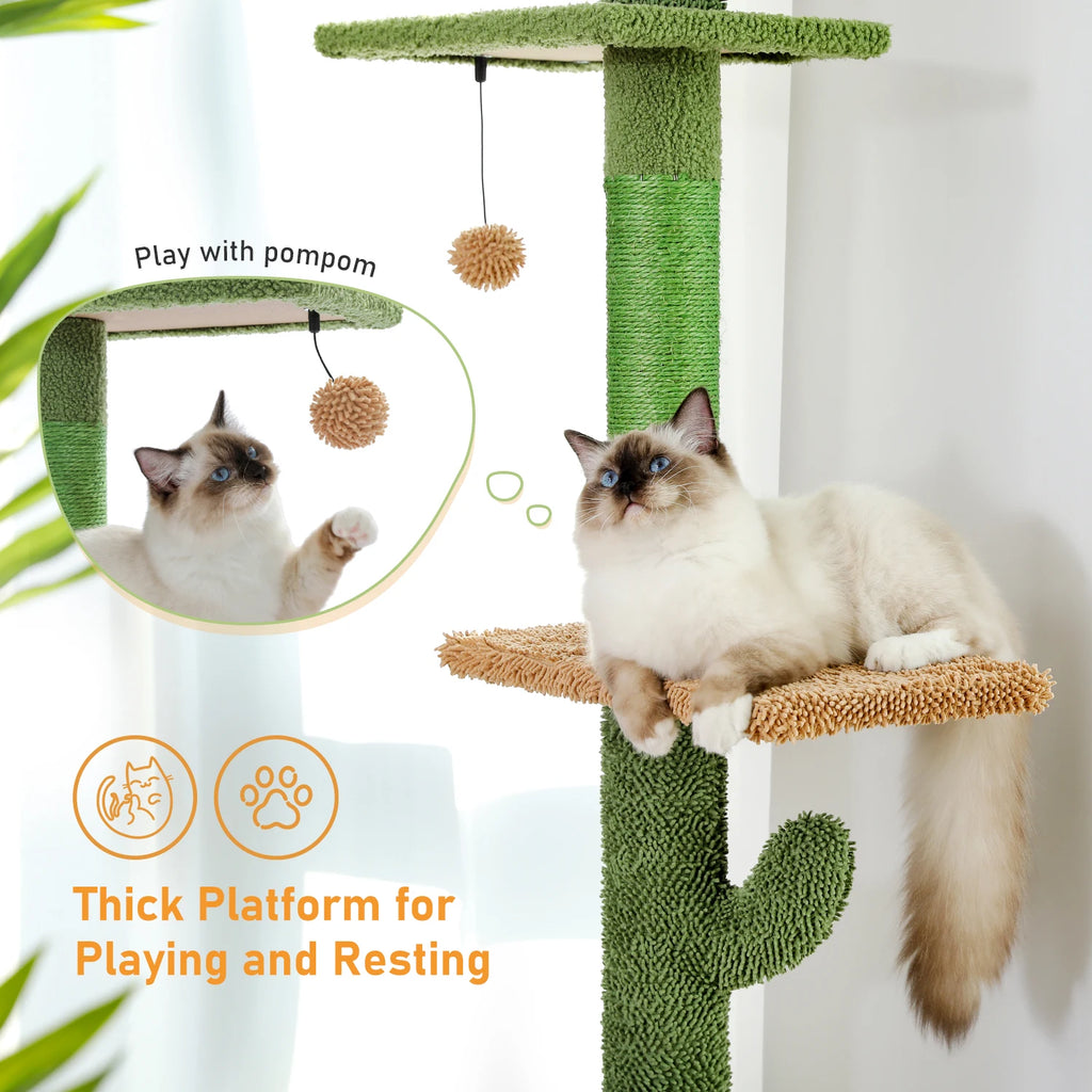 Arbre à chat cactus 5 niveaux sol-plafond — hamac et griffoir – photo 5