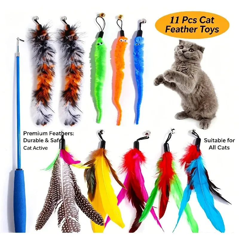 Recharges plumes pour canne à chat — lot de 11 têtes de rechange – photo 7