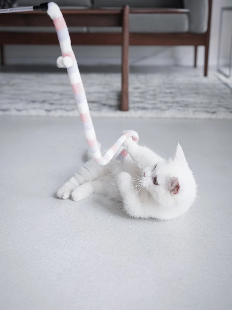 Canne pour chat à chenille colorée — jouet interactif en velours – photo 5