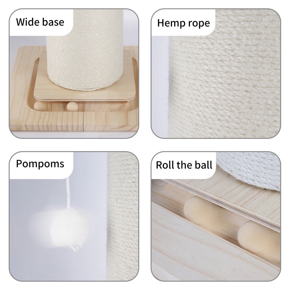 Griffoir pour chat sur pied 60 ou 80 cm — avec balle suspendue – photo 4