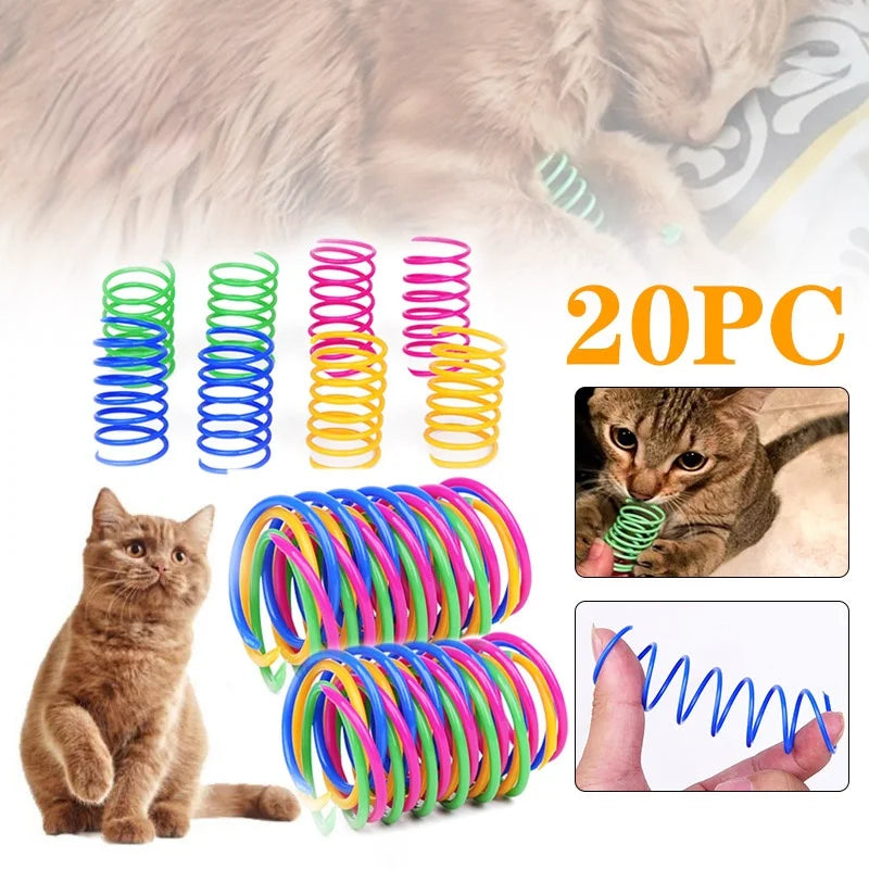 Ressorts pour chat colorés en spirale — lot de 4, 8, 16 ou 20