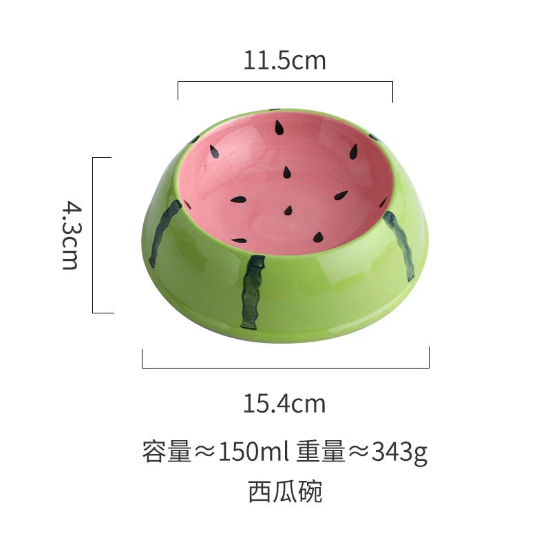 Gamelle en céramique pour chat forme fruit — pastèque, fraise, orange – photo 8