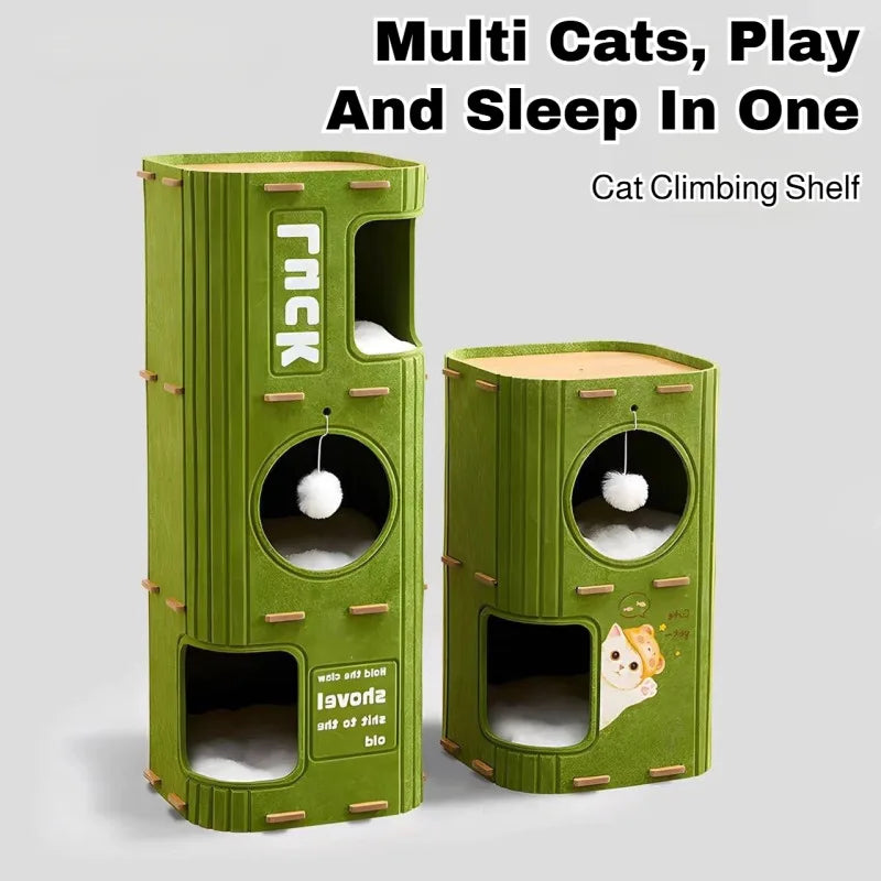Niche pour chat multi-niveaux fermée — nid et espace de grimpe – photo 3