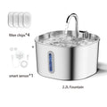 Fontaine à eau pour chat 2,2 L en inox — fenêtre de niveau, filtres – photo 7