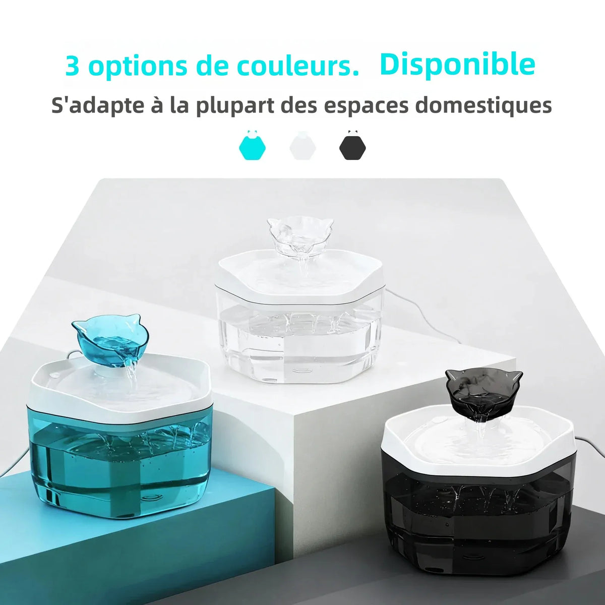 Fontaine à eau pour chat 1,2 L USB — gris, blanc ou bleu – photo 6