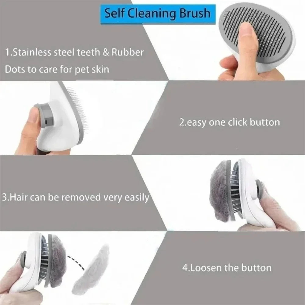 Brosse autonettoyante pour chat — carde anti-poils à bouton – photo 4