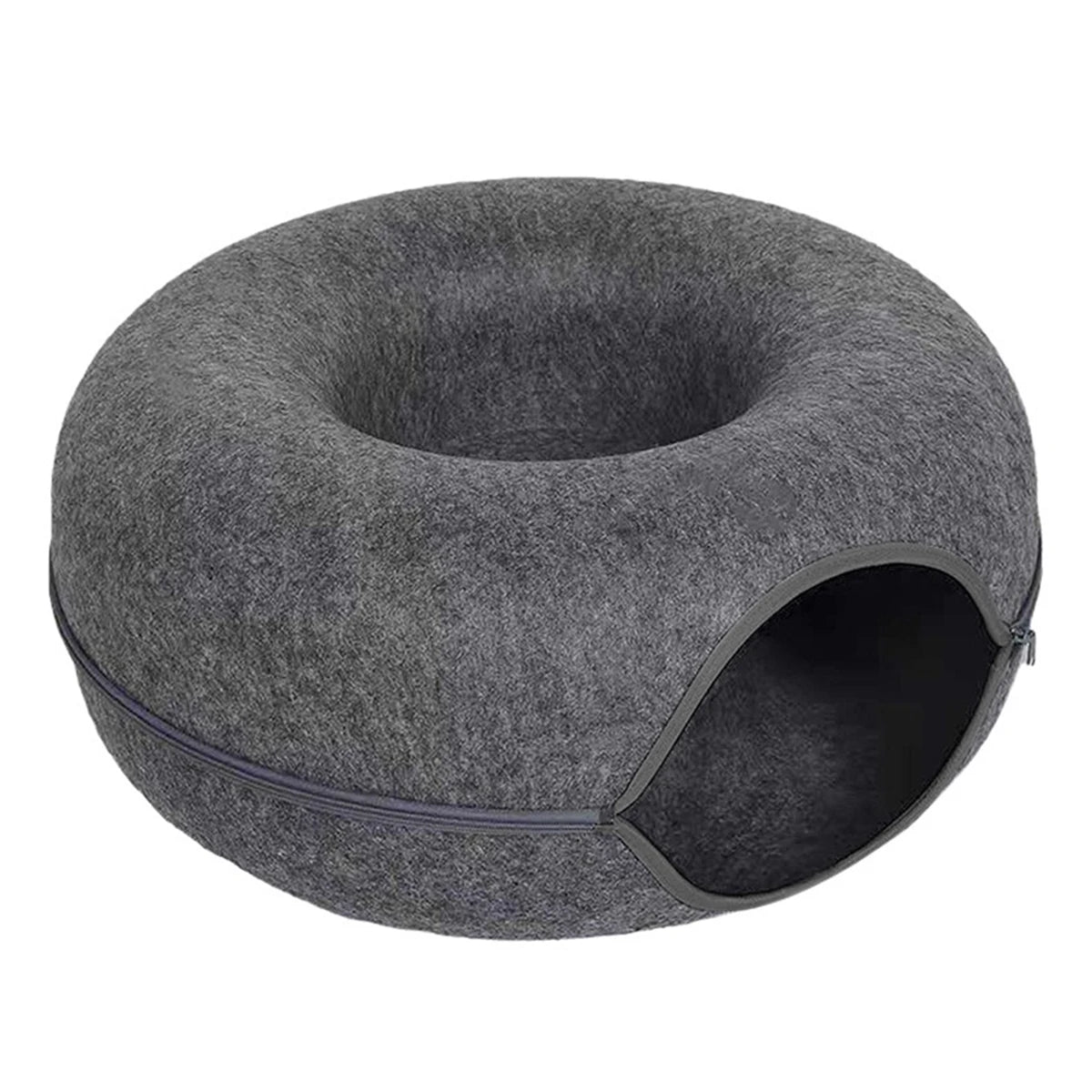 Lit tunnel pour chat en feutre — panier donut 2 en 1, 50 ou 60 cm – photo 9