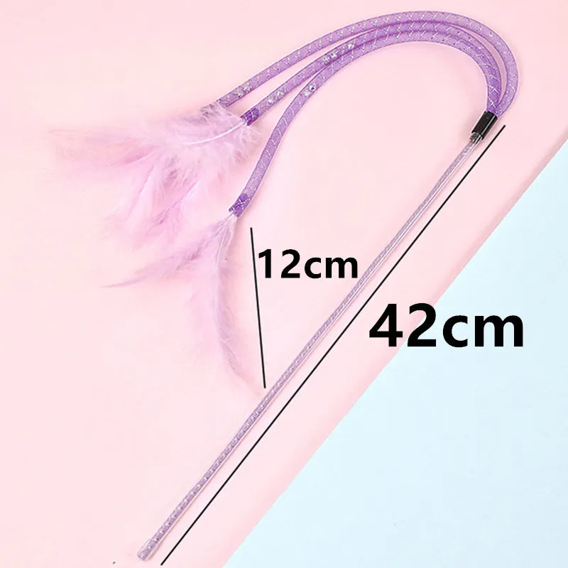 Canne à plumes pour chat 42 cm avec grelot — 3 coloris – photo 4