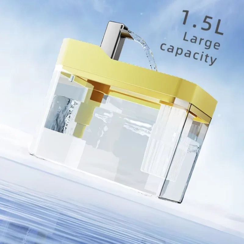 Fontaine à eau pour chat 1,5 L transparente — filtre, pompe USB-C – photo 3