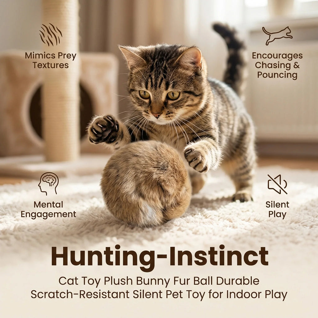 Balle en fourrure pour chat à l'herbe à chat — 8 cm