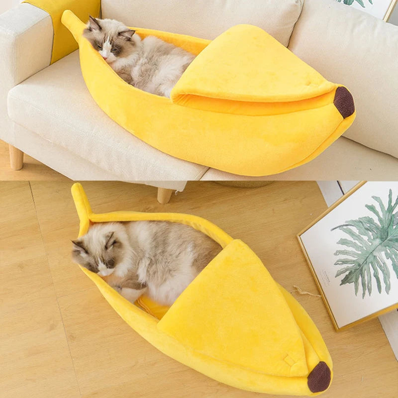 Lit banane pour chat en polaire — panier rigolo, S à XL, 4 coloris – photo 2