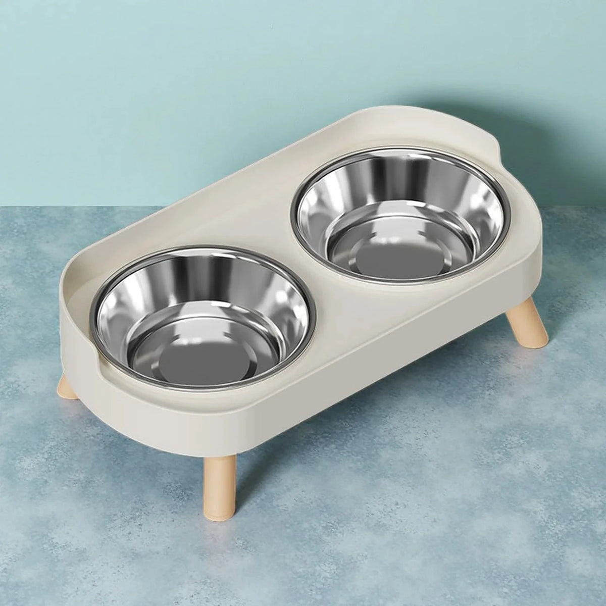 Gamelle double surélevée pour chat — 2 bols ronds, inox ou plastique – photo 12