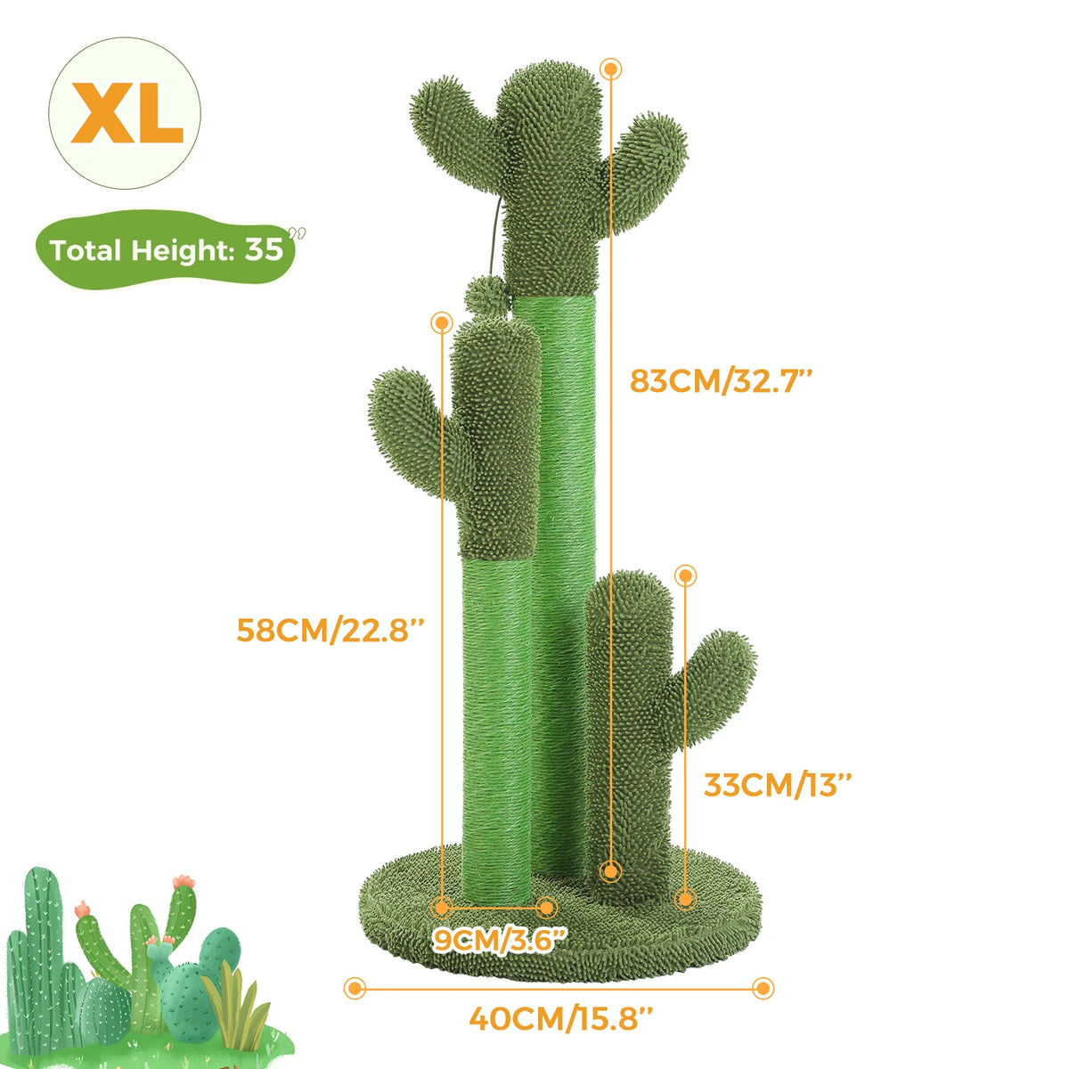 Griffoir cactus pour chat 83 cm — 3 poteaux en sisal et balle – photo 8