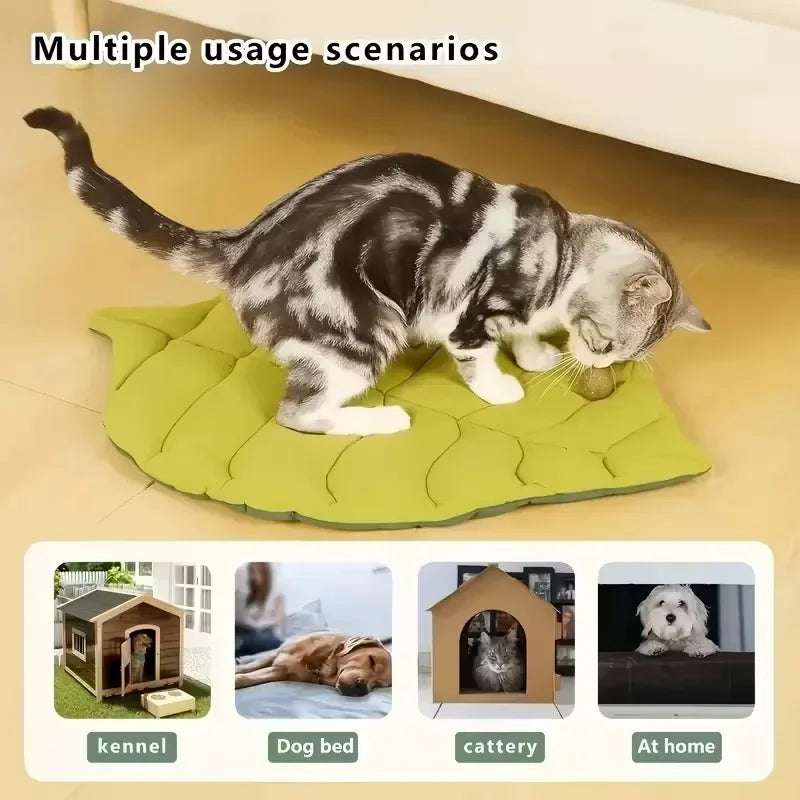 Coussin pour chat en forme de feuille — réversible et antidérapant – photo 4