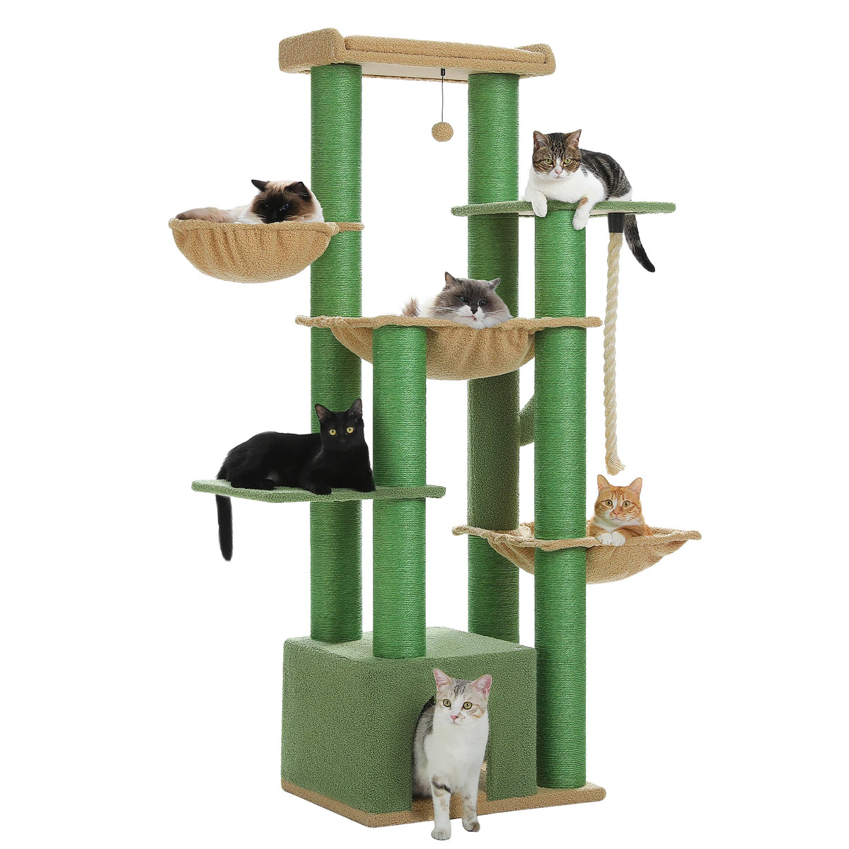Grand arbre à chat 170 cm pour grands chats — hamac, 11 poteaux sisal – photo 9