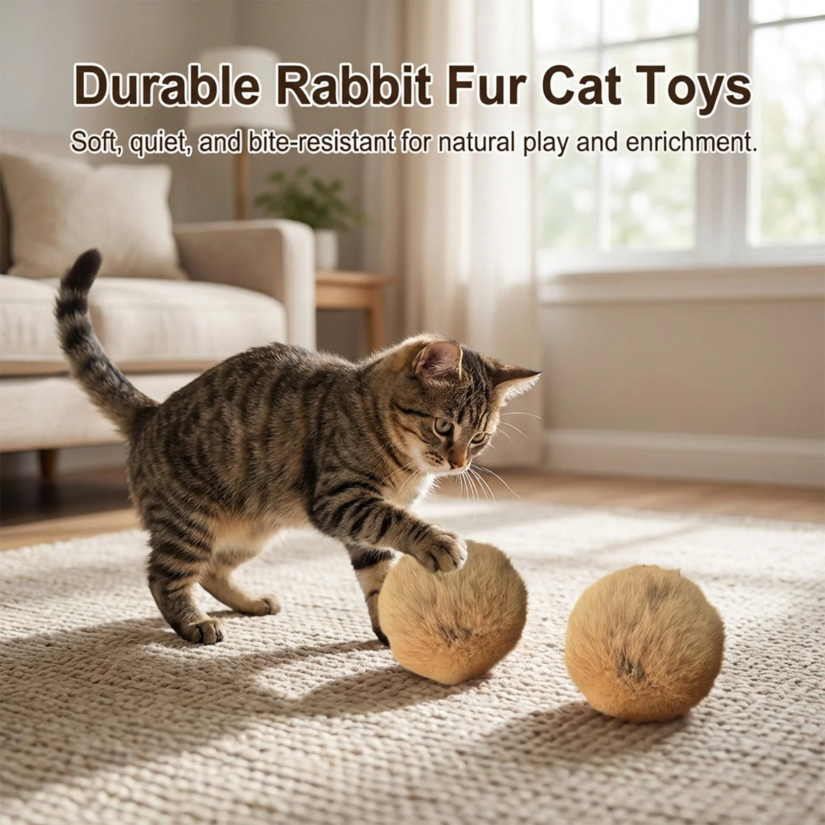 Balle en fourrure pour chat à l'herbe à chat — 8 cm – photo 2